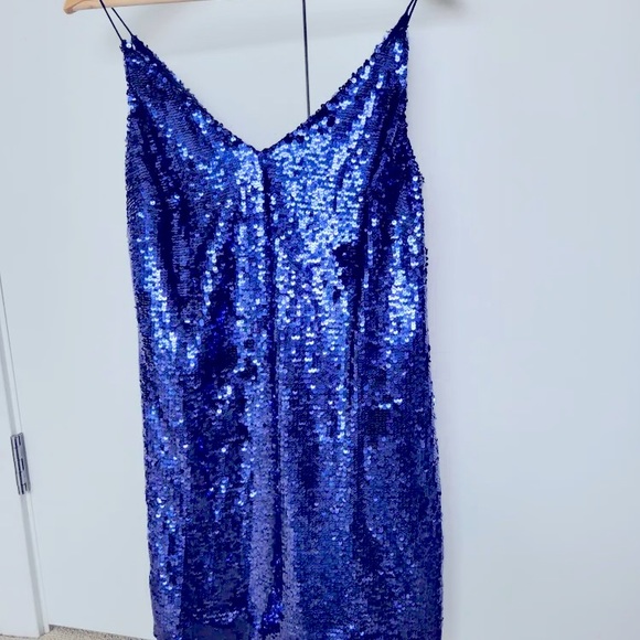 ASOS ocean blue sequinned occasion dress - Picture 4 of 7